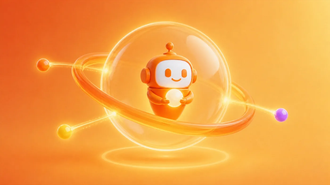 Avatar mascot safely protected within a transparent trust sphere