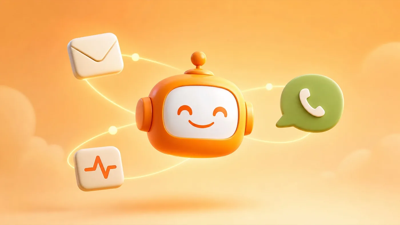 Avatar mascot connected to email, social, and messaging channels
